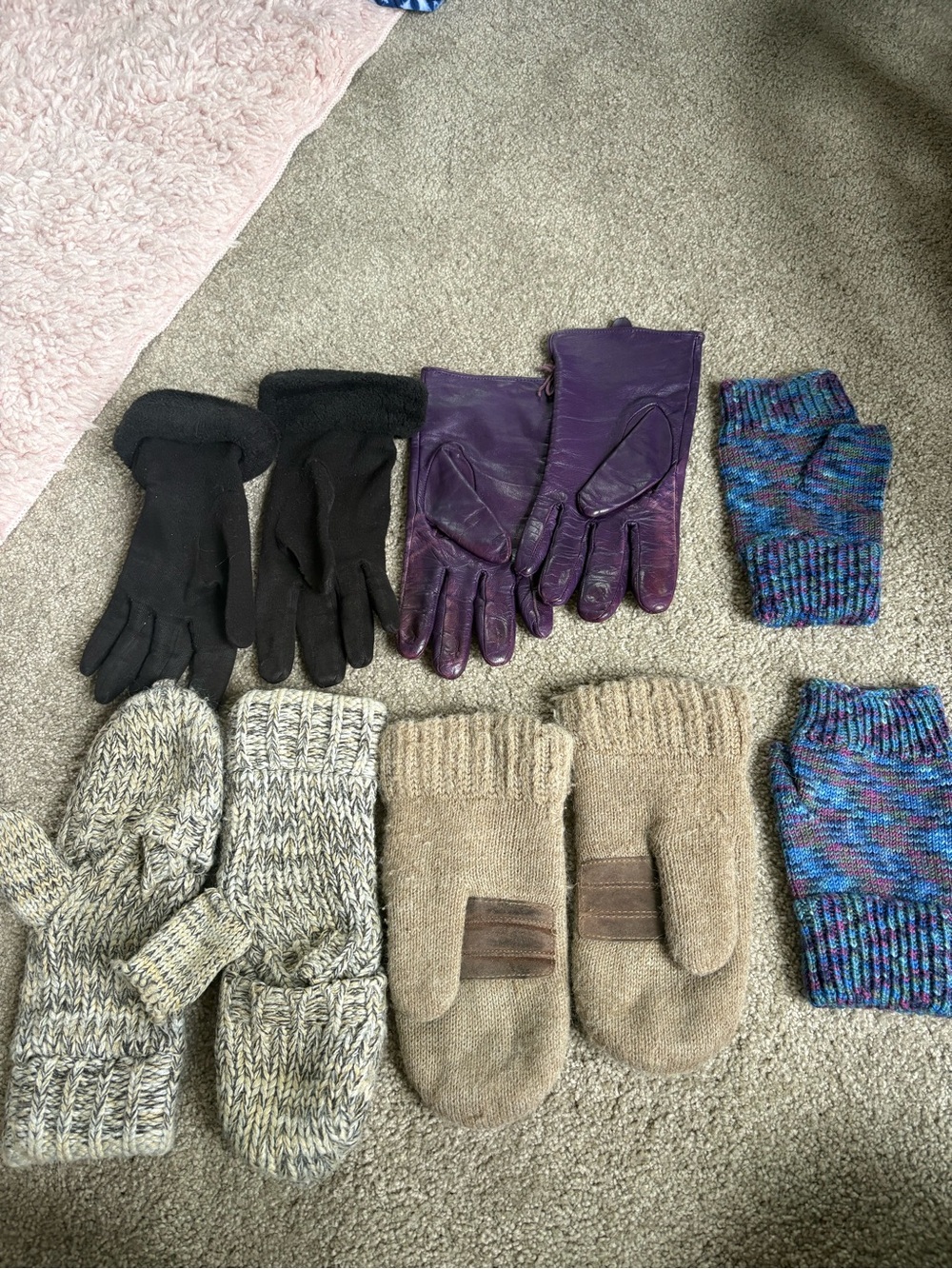 Assorted Women's Winter Gloves and Mittens - Purple, Black, Tan, Multicolor